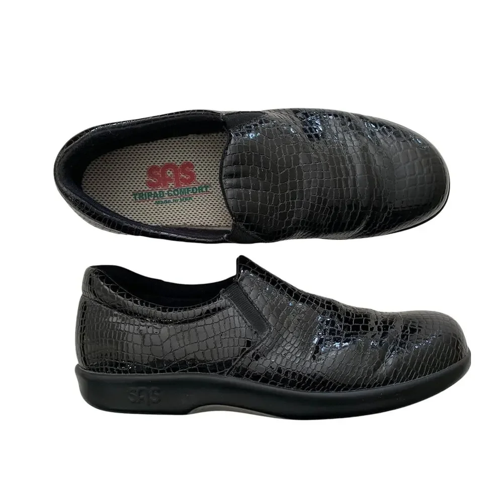 SAS Viva C Black Patent Leather Slip-on Size 8N